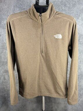 The North Face Men's Textured Cap Rock 1/4 Zip Pullover in Kelp Tan Size S